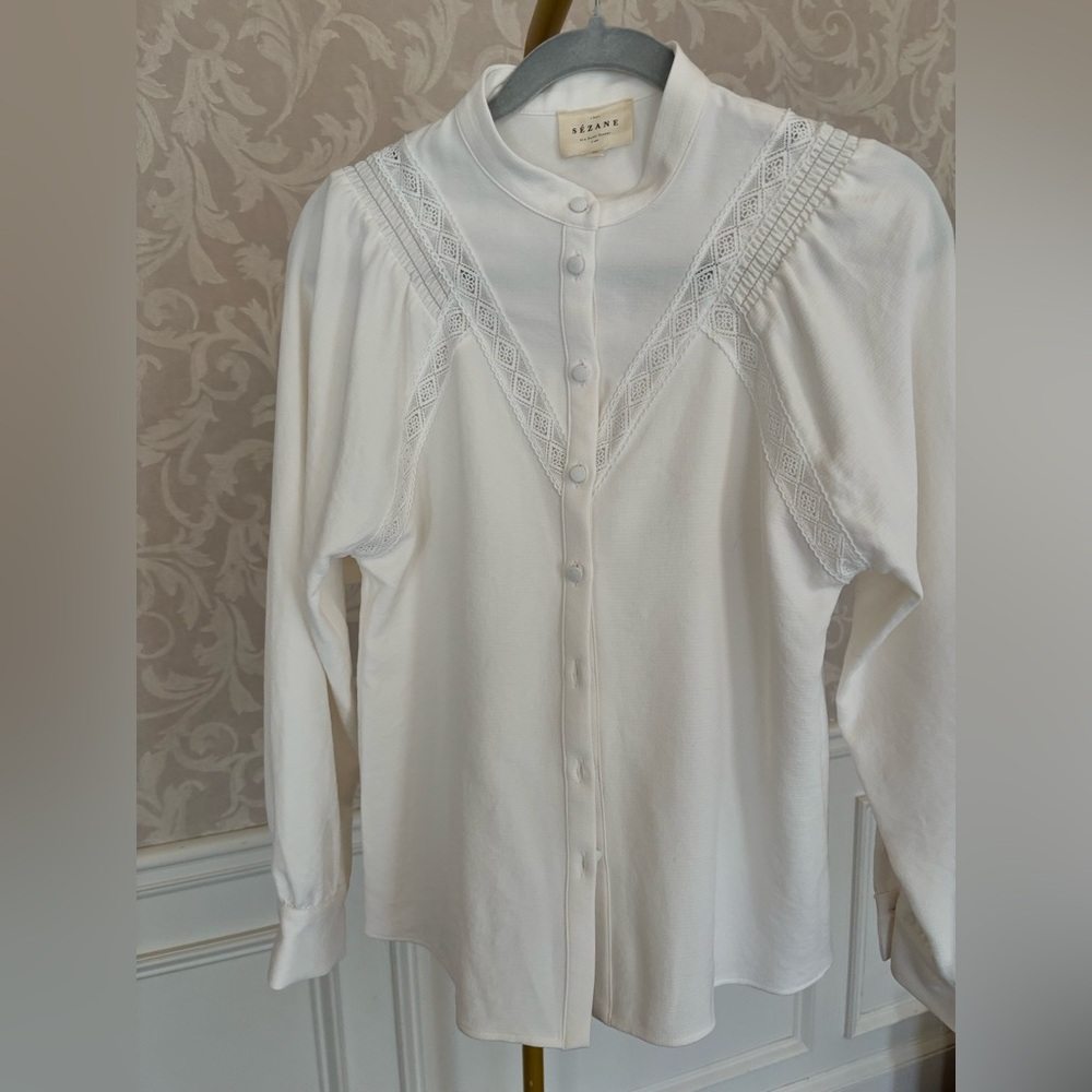 Sezane White Button Down Shirt